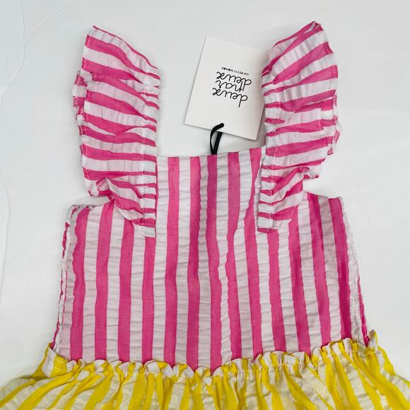 NWT Deux Par Deux Size 5 Striped Seersucker Dress in Aurora Pink - Picture 2 of 5